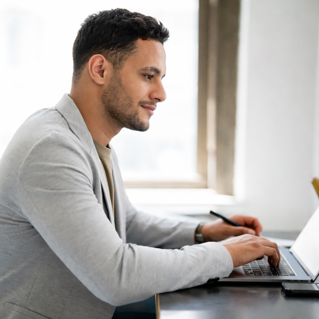 Customer using Instagram on a laptop